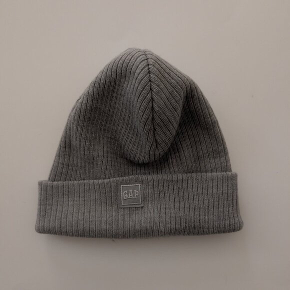 Gap Retro Gray Acrylic Knit Beanie/Hat with Logo - Picture 1 of 4